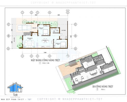 mặt bằng biệt thự trệt